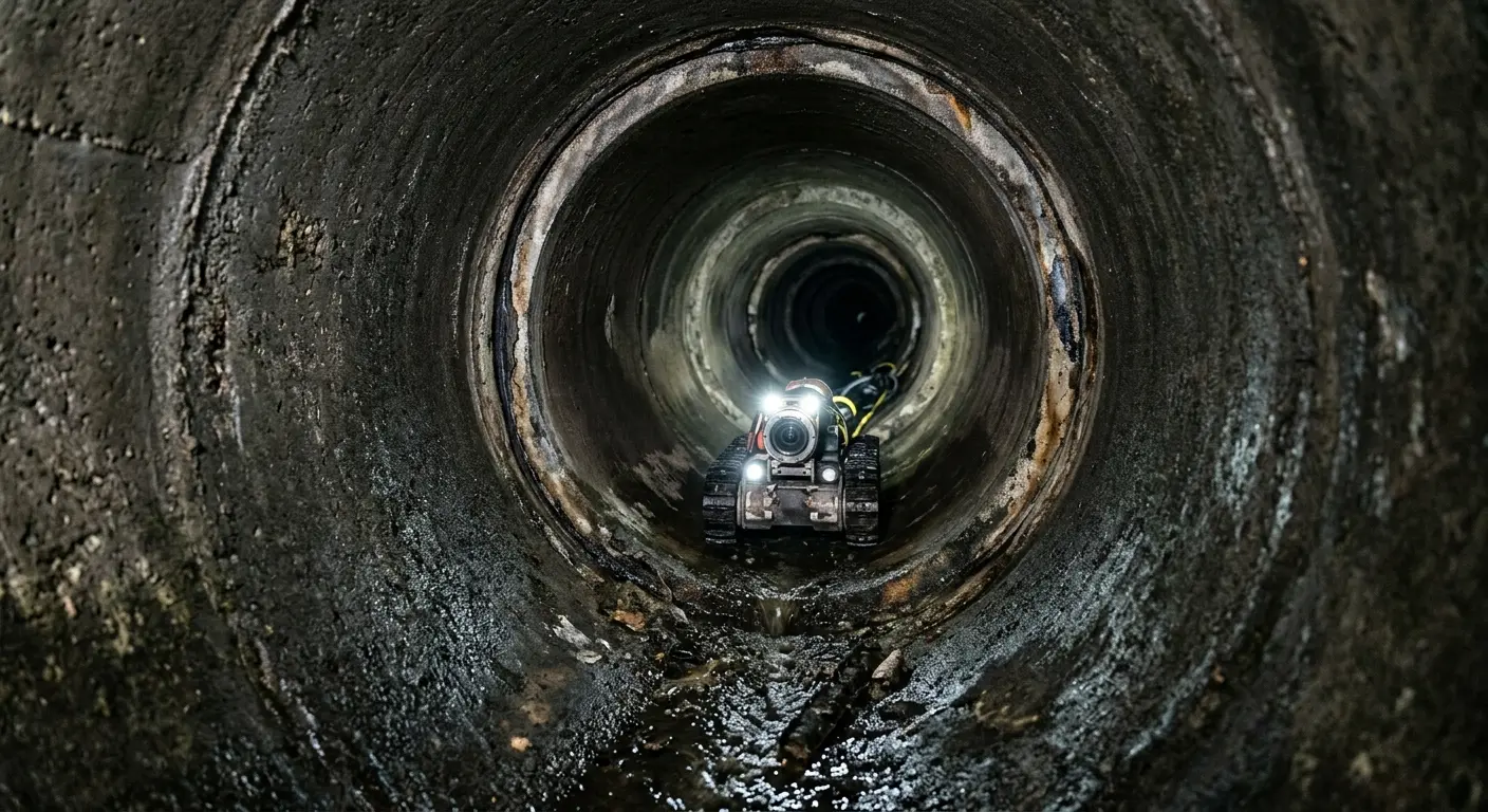 Robotic sewer camera inspecting pipe interior for Sewer Line Cleaning in Galt